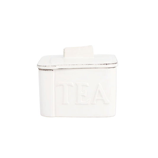 VIETRI Lastra White Tea Canister