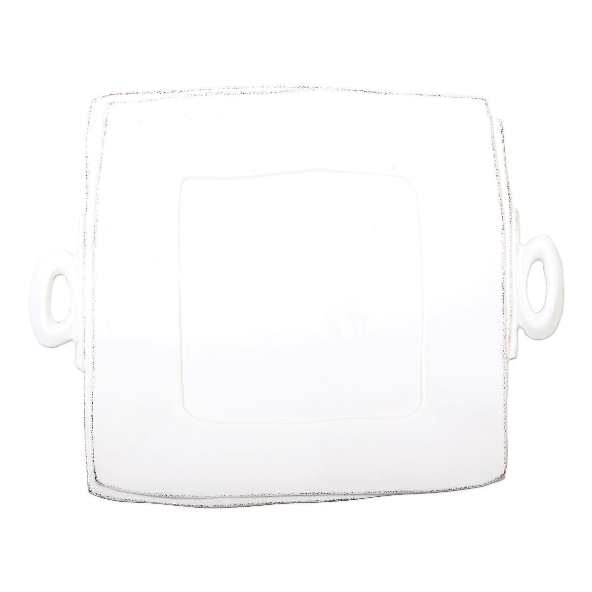 VIETRI Lastra White Handled Square Platter