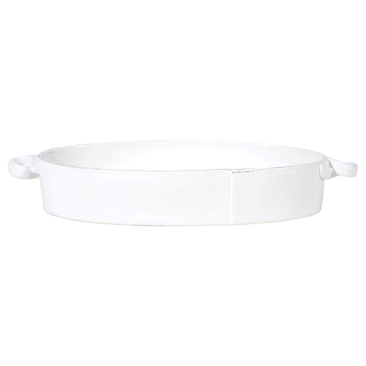 VIETRI Lastra White Handled Oval Baker