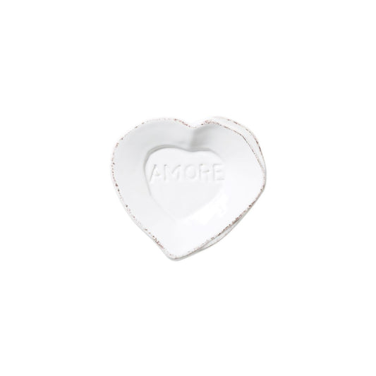 VIETRI Lastra White Heart Mini Amore Plate