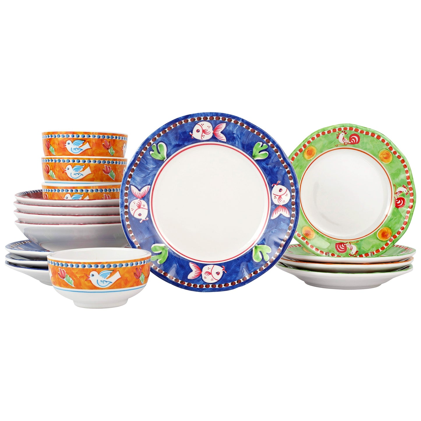 VIETRI Melamine Campagna Assorted Sixteen-Piece Place Setting