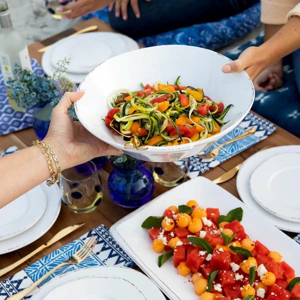 VIETRI Melamine Lastra White Large Shallow Serving Bowl