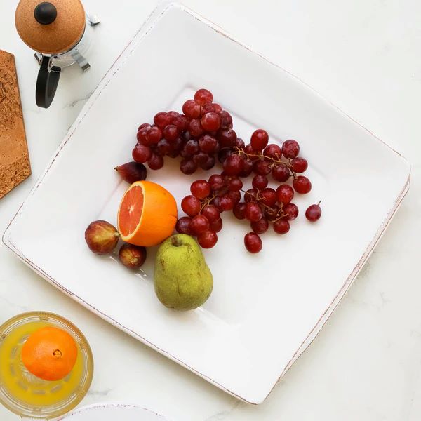 VIETRI Melamine Lastra White Square Platter
