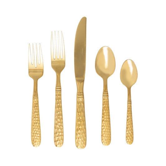 VIETRI Martellato Gold Five-Piece Place Setting