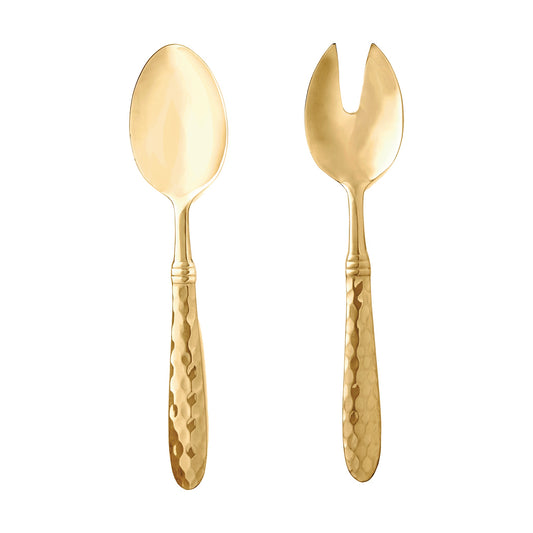 VIETRI Martellato Gold Salad Server Set