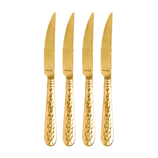 VIETRI Martellato Gold Steak Knives - Set of 4