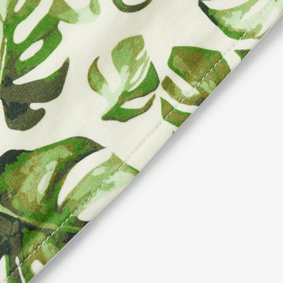 Milkbarn Island Leaf Cotton Stretch Kerchief Bib