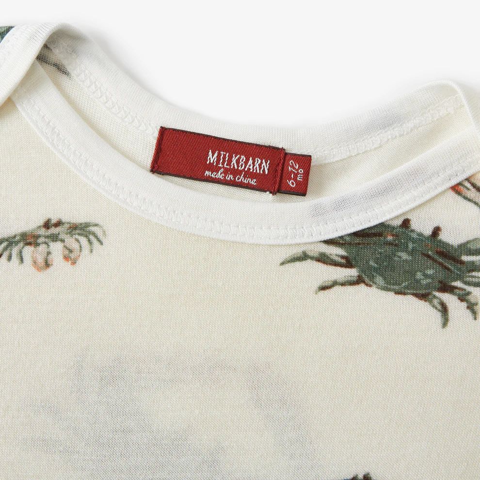 Milkbarn Coastal Crab Bamboo Long Sleeve One Piece