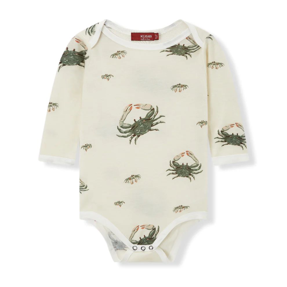 Milkbarn Coastal Crab Bamboo Long Sleeve One Piece