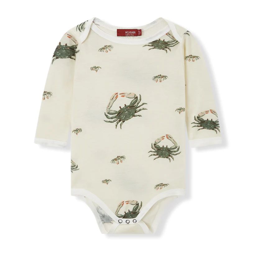Milkbarn Coastal Crab Bamboo Long Sleeve One Piece