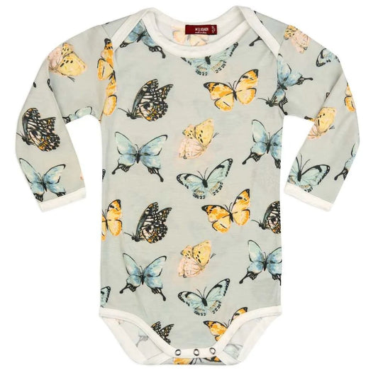 Milkbarn Butterfly Bamboo Long Sleeve One Piece