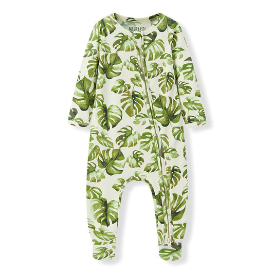 Milkbarn Cotton Stretch Zipper Footed Romper