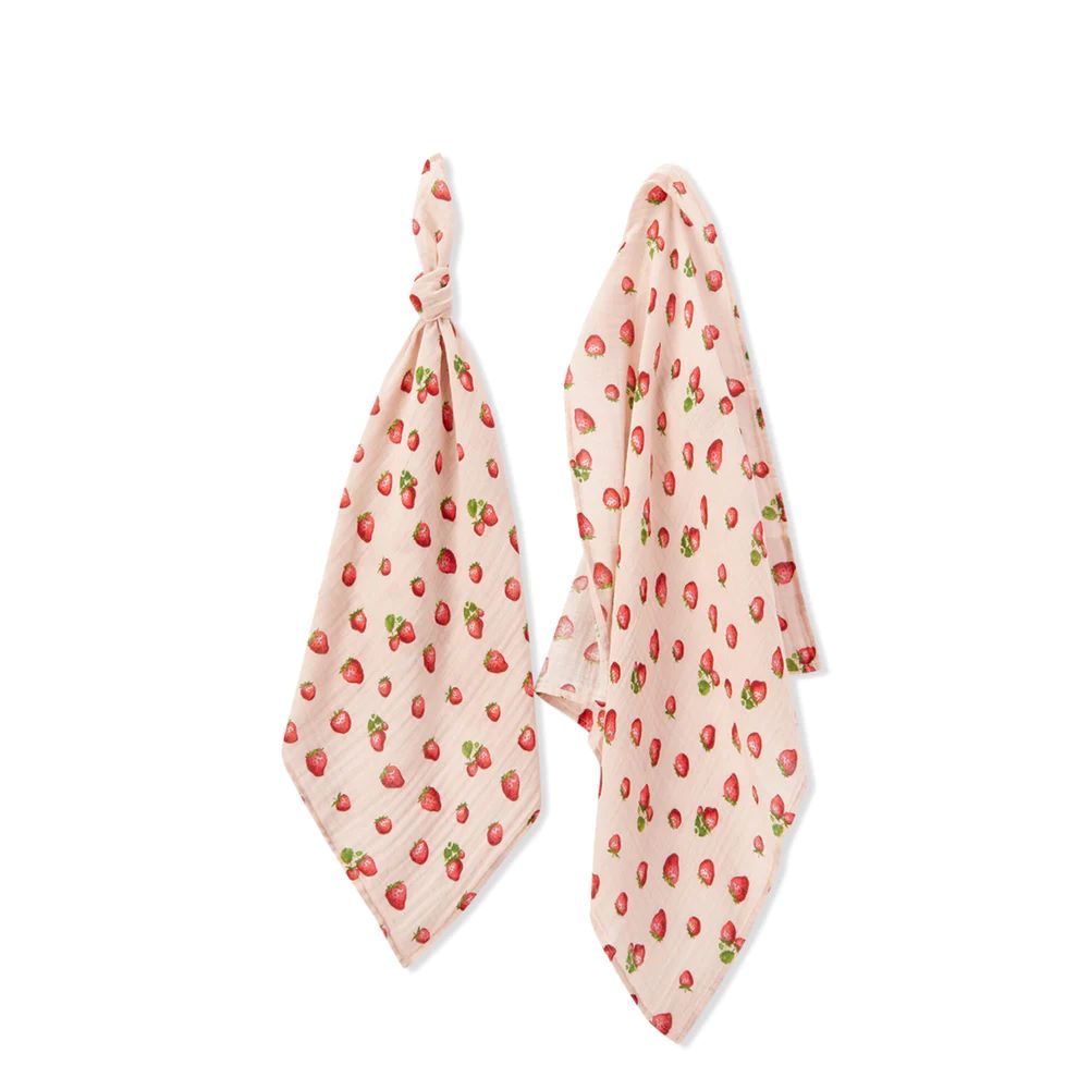 Milkbarn Strawberry Organic Cotton Burp Cloth Set