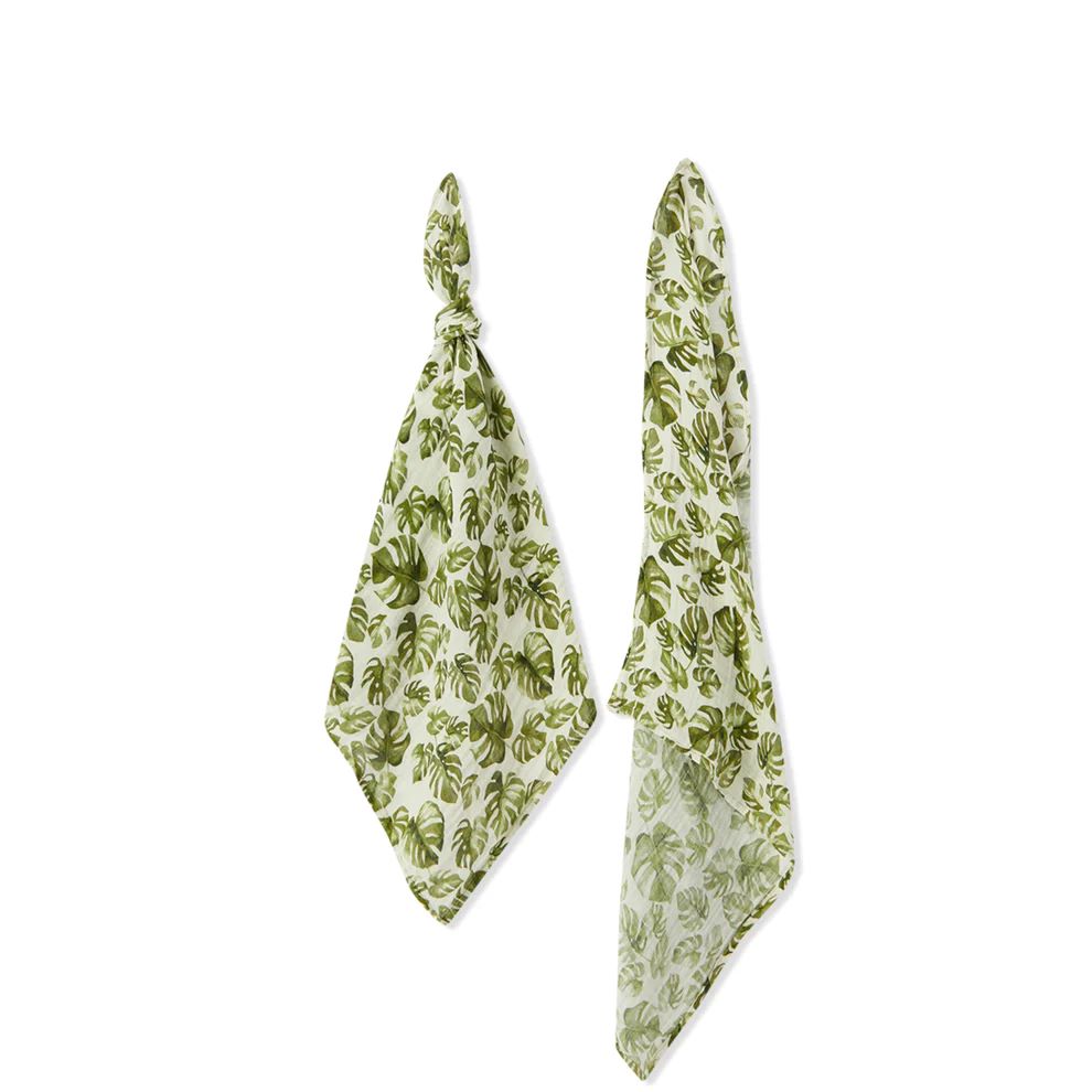 Milkbarn Island Leaf Organic Cotton Burp Cloth Set