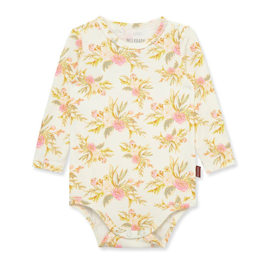 Milkbarn Vintage Floral Bamboo Stretch Long Sleeve One Piece