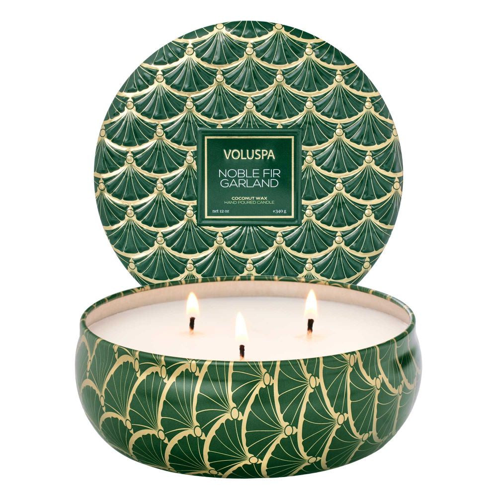 Noble Fir Garland 3 Wick Tin Candle