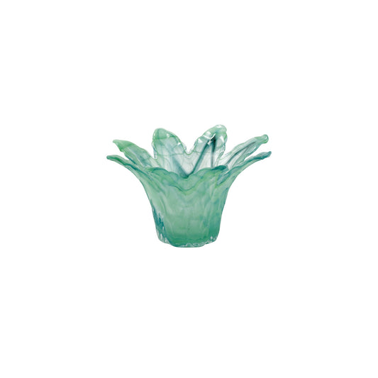 VIETRI Onda Glass Green Small Leaf Centerpiece