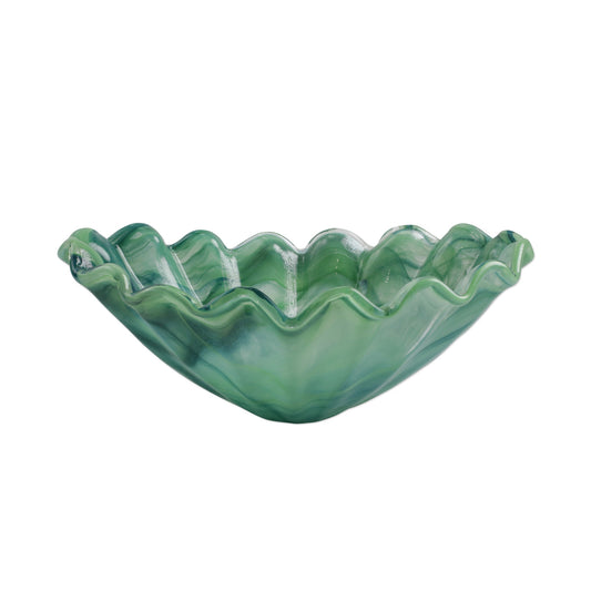 VIETRI Onda Glass Green Medium Centerpiece