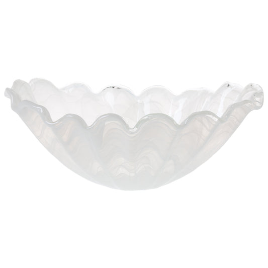 VIETRI Onda Glass White Large Centerpiece