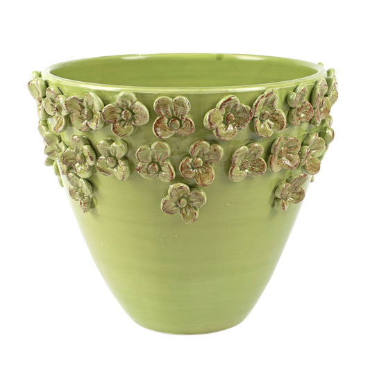 VIETRI Rustic Garden Pistachio Flower Medium Cachepot