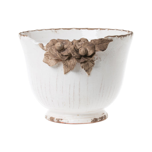 VIETRI Rustic Garden White Planter with Flowers