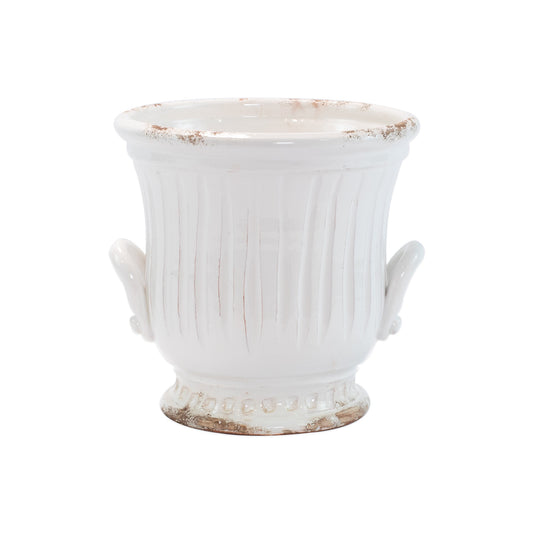 VIETRI Rustic Garden White Medium Handled Cachepot
