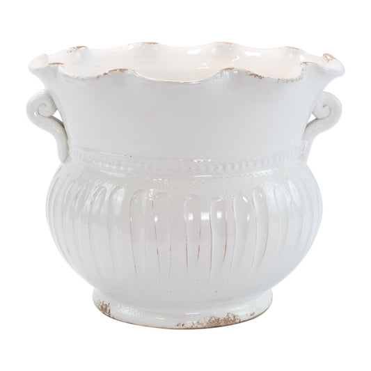 VIETRI Rustic Garden White Large Scallop Planter