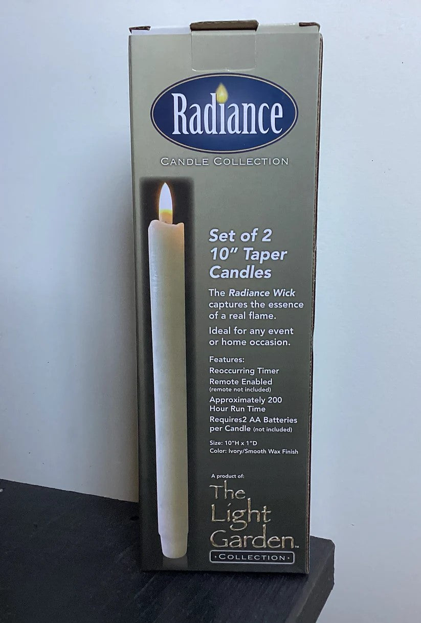 Set of 2 Radiance Wax Tapers 10”