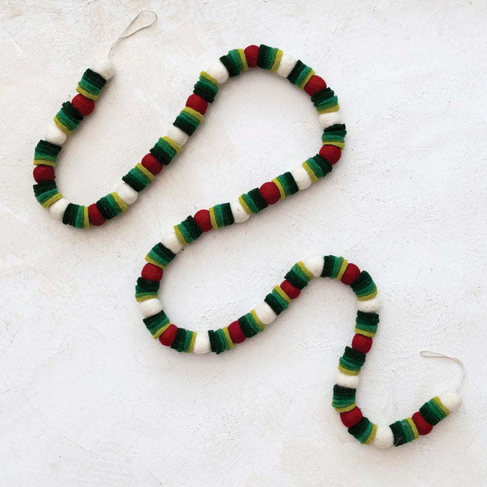 Red, Green & Cream Ball and Disc Garland