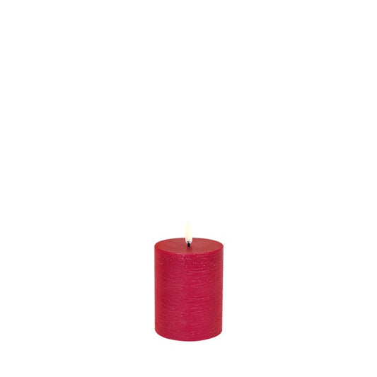 Uyuni Carmine Red Rustic Pillar Candle