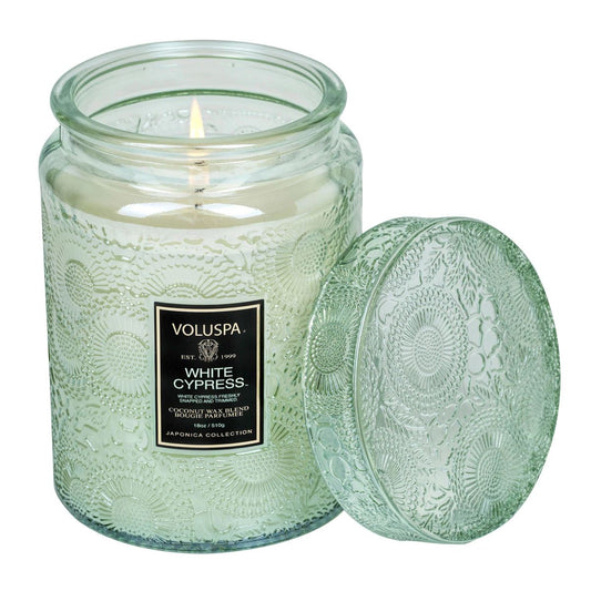 Voluspa White Cypress Large Jar Candle