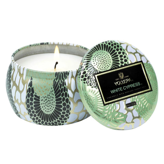 Voluspa White Cypress Mini Tin Candle