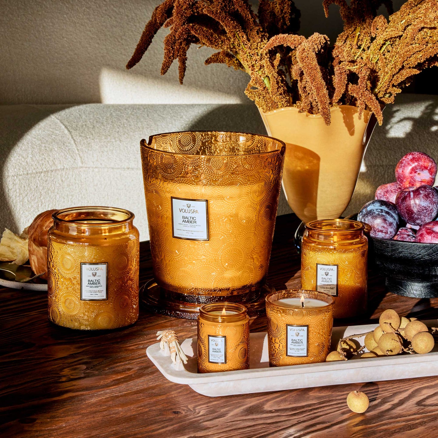 Voluspa Baltic Amber 5 Wick Glass Hearth Candle
