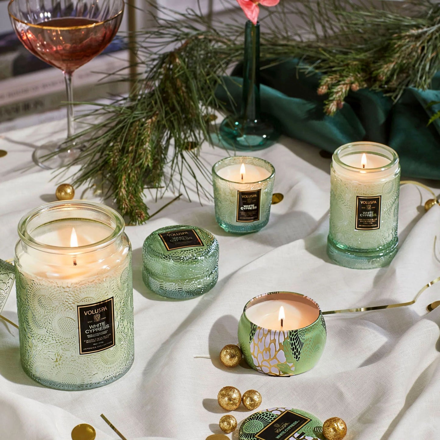 Voluspa White Cypress Mini Tin Candle