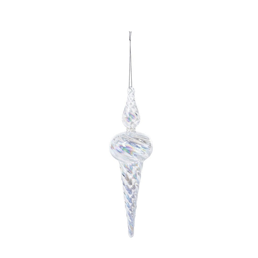 Icy Crystal Swirl Glass Finial Ornament