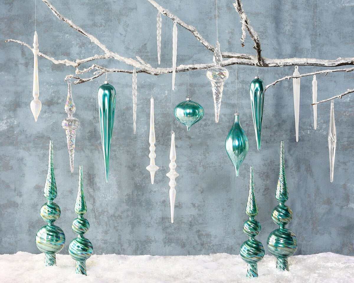 Frosty Blue Glass Icicle Ornament