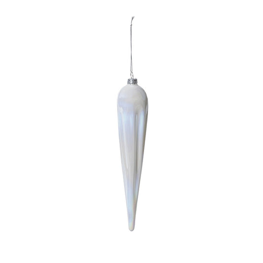 Frosty Pearl Glass Icicle Ornament