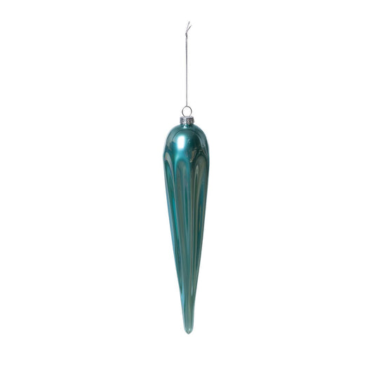 Frosty Blue Glass Icicle Ornament