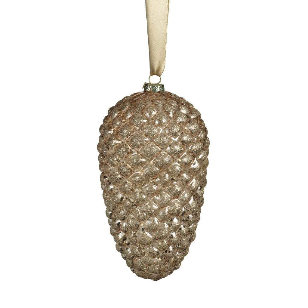 Gold Aspen Glass Pine Cone Ornament