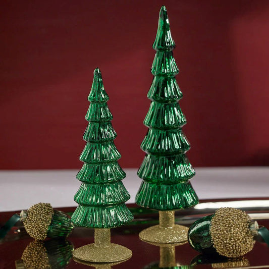 Miramonti Classic Green Glass Tree on Gold Glitter Base