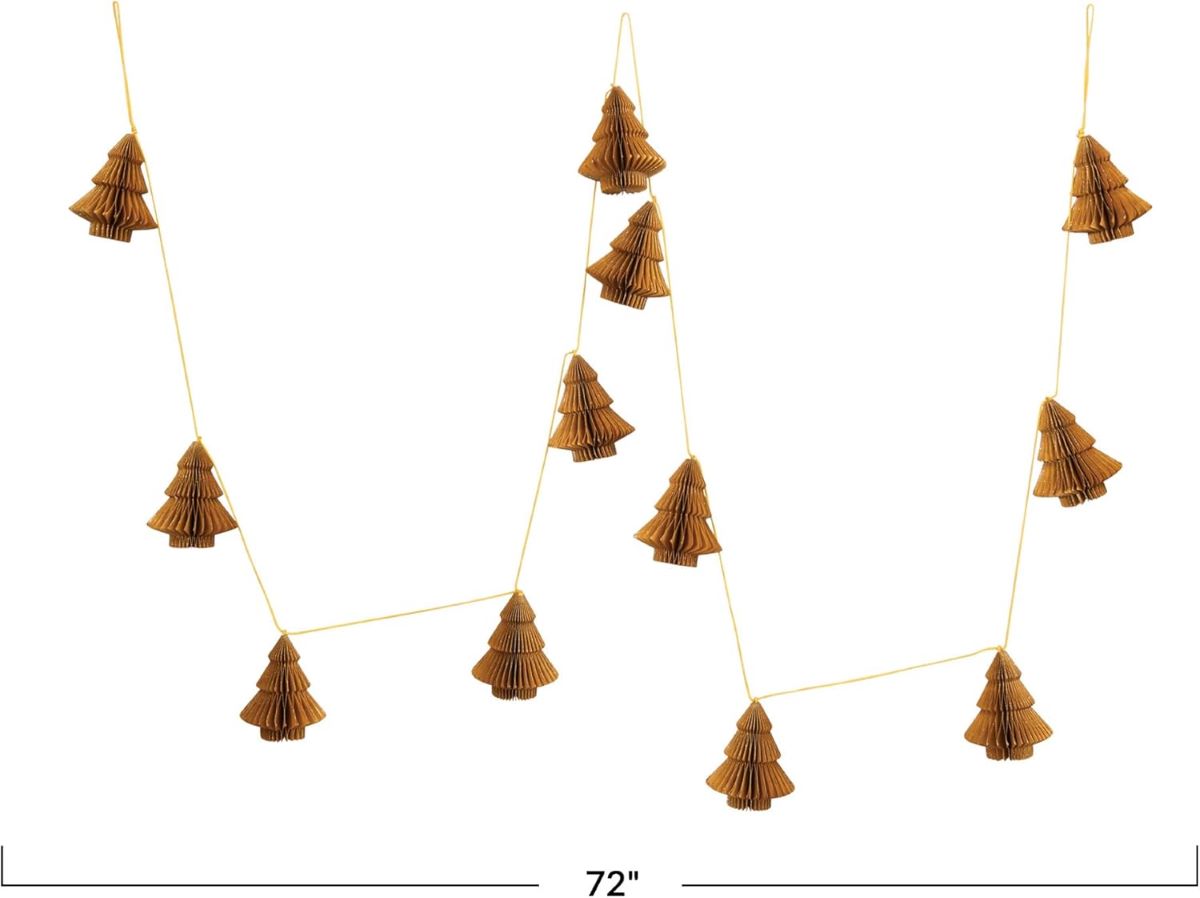 Handmade Recycled Paper Honeycomb Tree Garland | Mustard