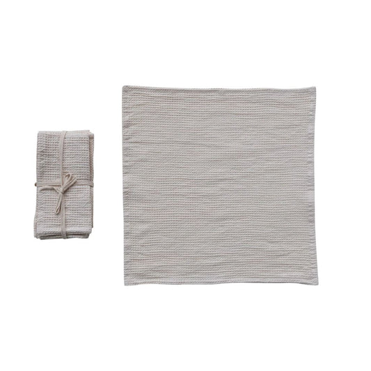 Cream Linen & Cotton Waffle Napkins Set