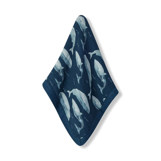 Blue Whale Bamboo Mini Lovey Two-Layer Muslin Security Blanket