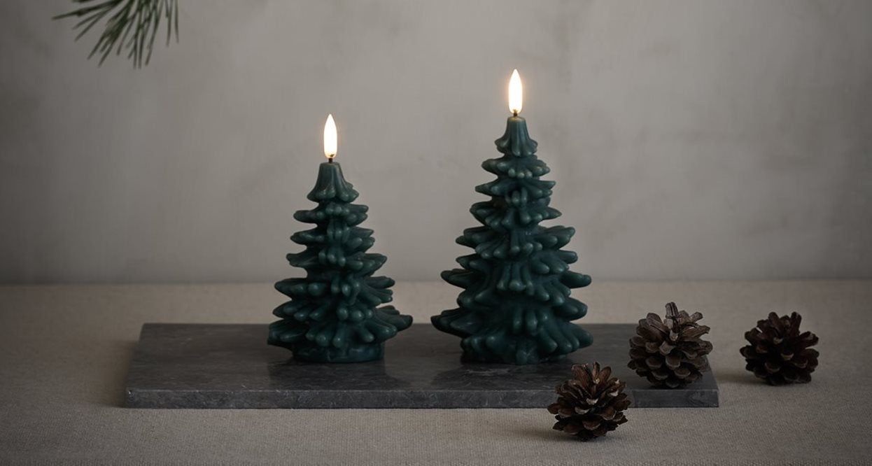 Uyuni Olive Green Christmas Tree Candle W9 x H12cm