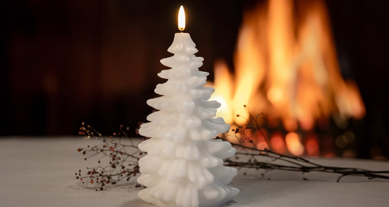 Uyuni Ivory Christmas Tree Candle W11 x H18cm