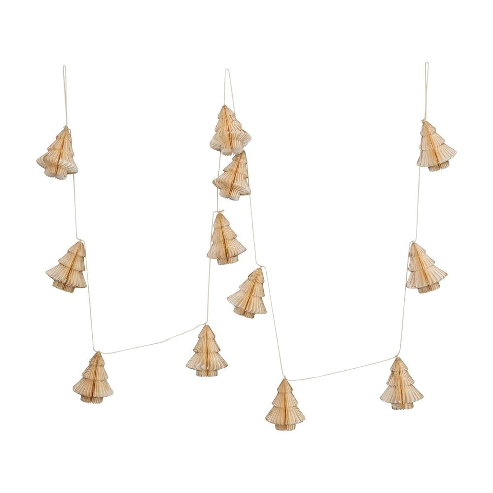 Handmade Recycled Paper Honeycomb Tree Garland | Cream