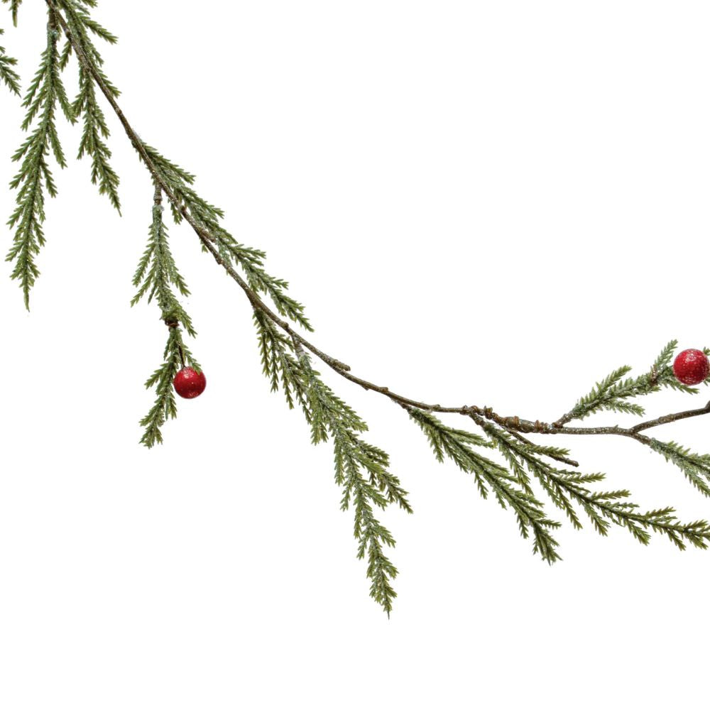 Faux Cedar Garland with Red Berries