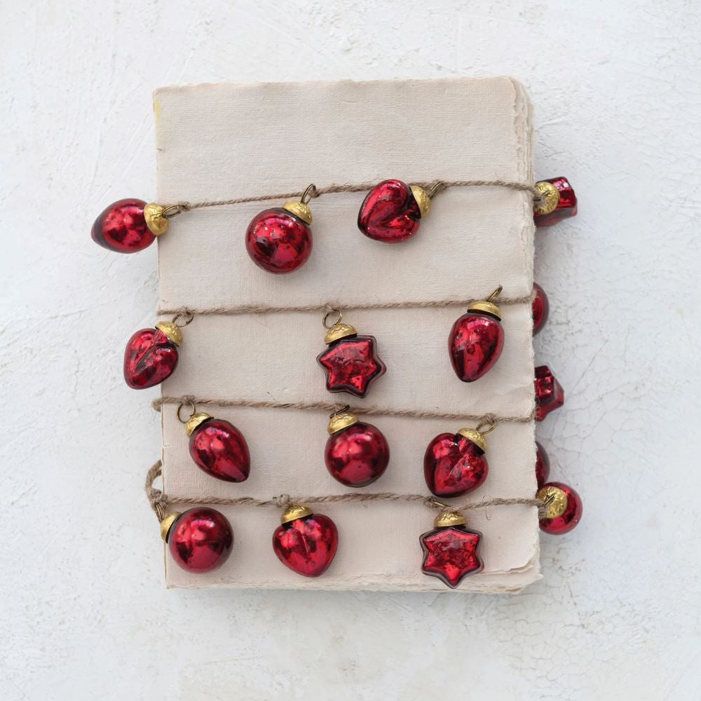 Red Mercury Glass Ornament with Gold Cord