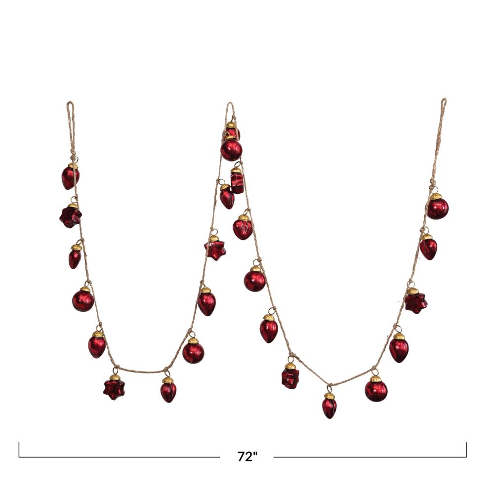 Red Mercury Glass Ornament with Gold Cord