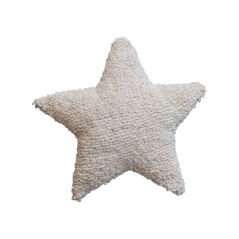 Star Shaped Cotton Tufted Pillow, Natural